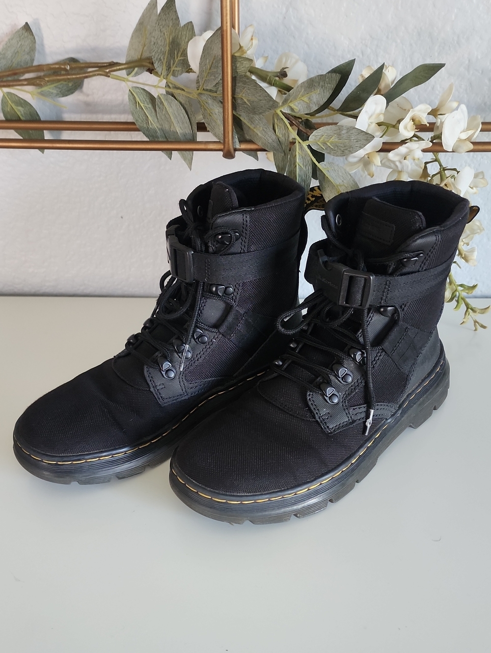 Dr. Martens Black Tactical Lace-Up Boots with Ankle Strap